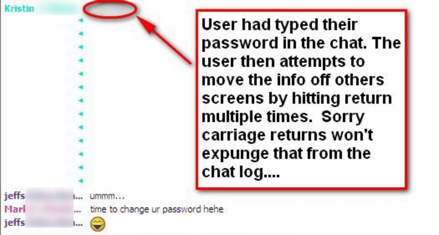 password in chat