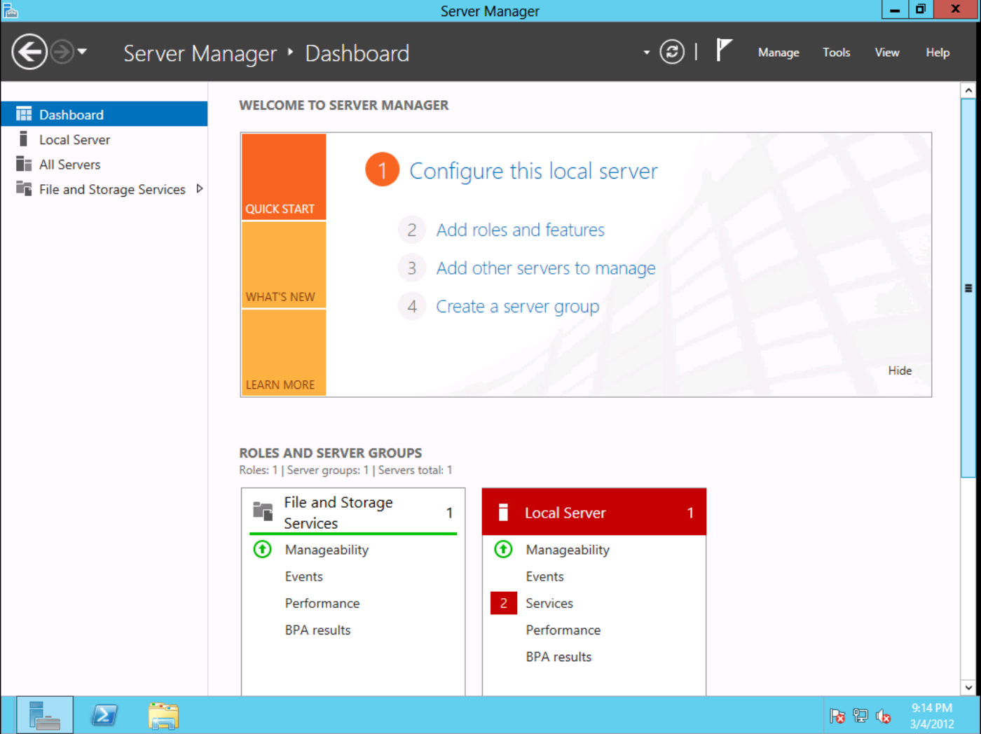 Server Manager Dashboard